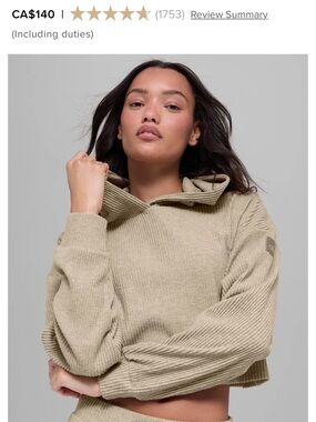 ALO Yoga Cropped Ribbed Cowl Sweater in Gravel Heather